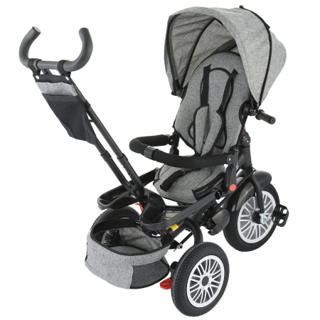 Tricicleta 4 in 1 rotativa cu pozitie de somn Little Bird , Gri [6]