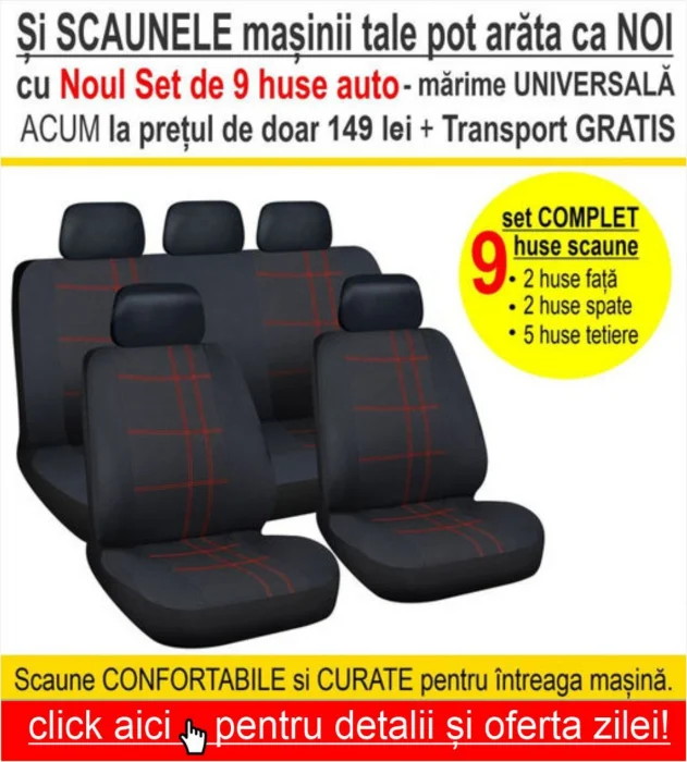Set complet de 9 huse auto pentru scaunele masinii - marime universala [5]