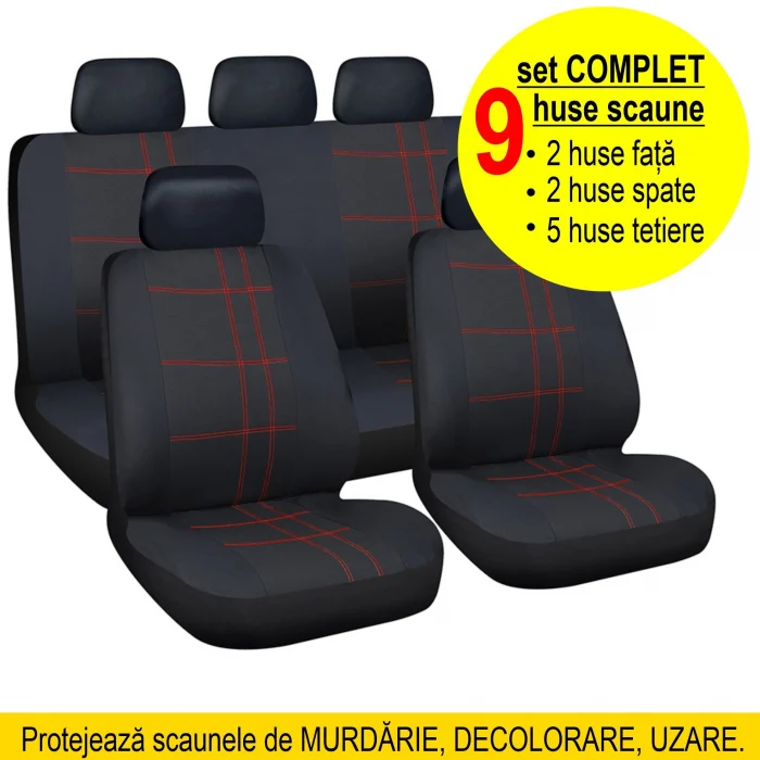 Set complet de 9 huse auto pentru scaunele masinii - marime universala [3]