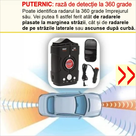 Detector Radar V8 360 Plus cu alerta sonora + luminoasa si arie de detectie la 360 grade [4]