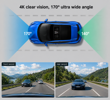 Cameră Auto de bord DVR 4K Ultra HD cu filmare Față + Spate si  Wi-Fi [2]