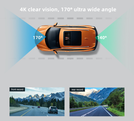 Cameră Auto DVR 4K Ultra HD Față + Spate | Wi-Fi | GPS | Monitorizare Parcare 24H [1]