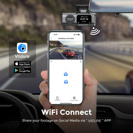 Cameră Auto DVR 4K Ultra HD Față + Spate | Wi-Fi | GPS | Monitorizare Parcare 24H [2]
