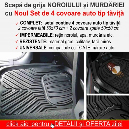 Set complet de 4 covoare auto tip tavita, cu margini inalte, impermeabile - marime universala [5]