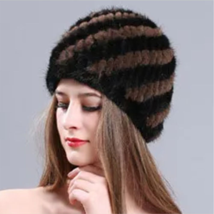 Caciula din blana de NURCA - Sofia Lux (NEGRU + MARO) - marime universala [4]