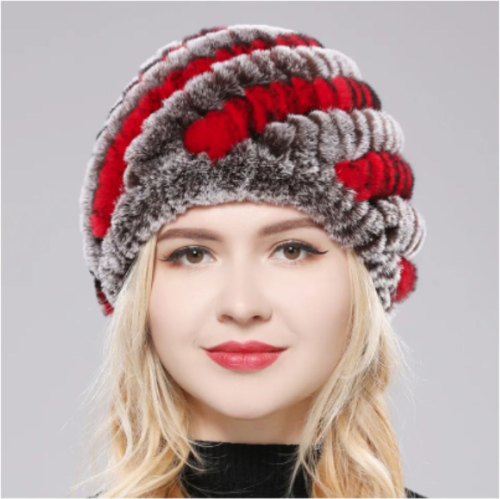 Caciula eleganta de blana MIRA  (GRI+ROSU) - marime universala [1]