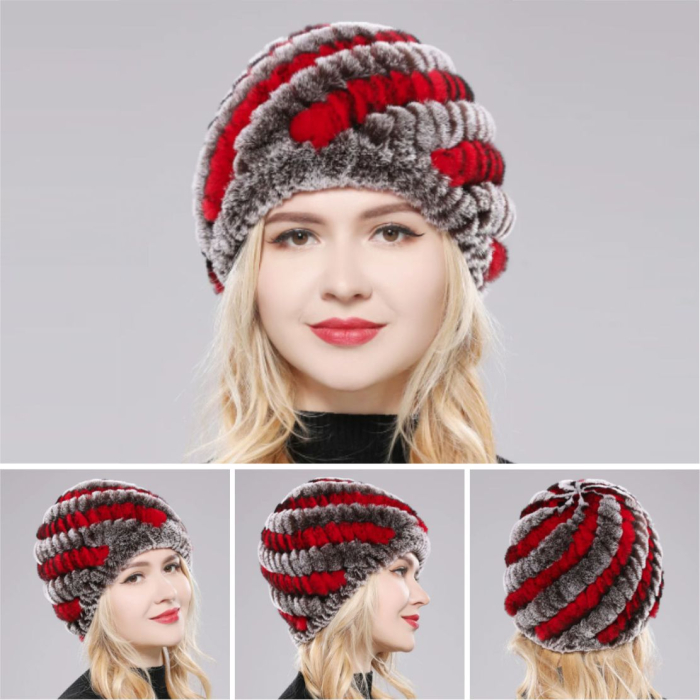 Caciula eleganta de blana MIRA  (GRI+ROSU) - marime universala [5]