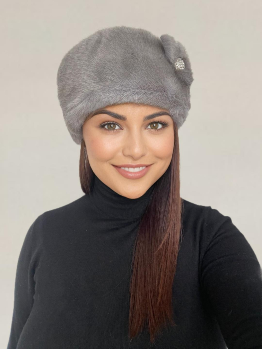Caciula eleganta din blana LADY LUX (GRI) - marime UNICA, REGLABILA [4]