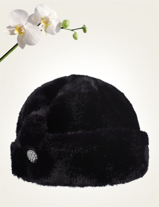 Caciula eleganta din blana LADY LUX (NEGRU) - marime UNICA, REGLABILA [5]