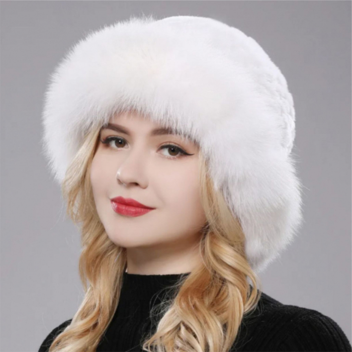 Caciula eleganta din blana MISS SUPERB (ALB) - marime universala [2]