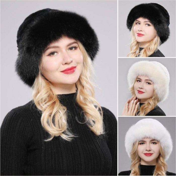 Caciula eleganta din blana SUPERB CHIC (NEGRU) - marime unica [5]