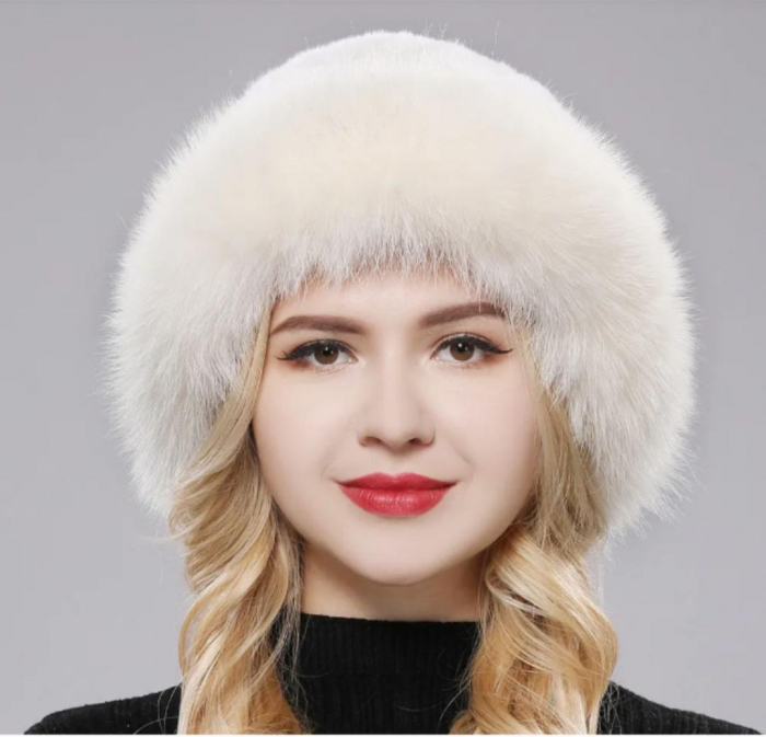 Caciula eleganta din blana SUPERB CHIC (CREM) - marime unica [2]