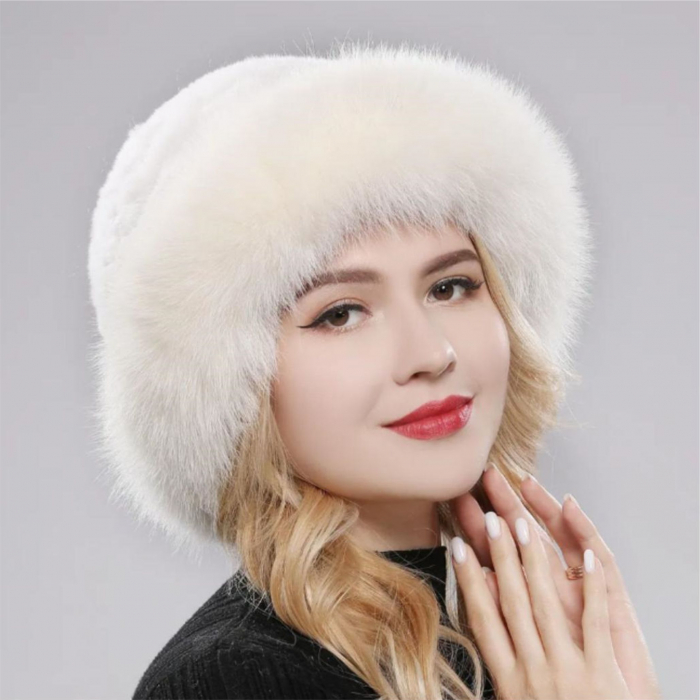 Caciula eleganta din blana SUPERB CHIC (CREM) - marime unica [3]