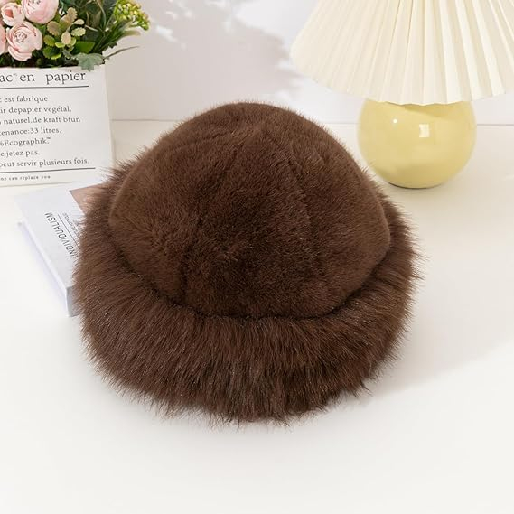 Caciula eleganta din blana SUPERB CHIC (MARO) - marime unica [5]