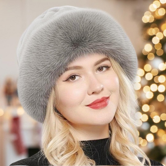 Caciula eleganta din blana SUPERB CHIC (GRI) - marime unica [4]