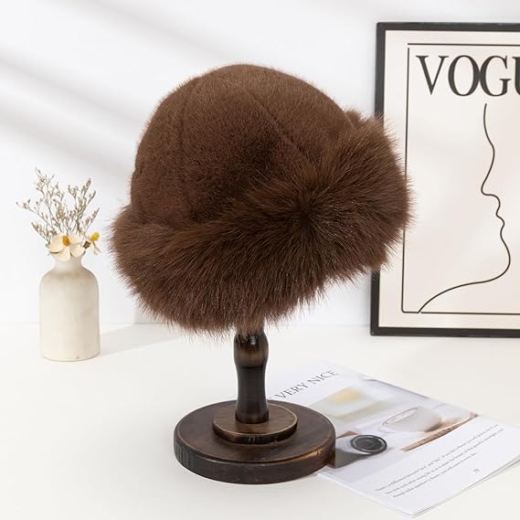 Caciula eleganta din blana SUPERB CHIC (MARO) - marime unica [3]