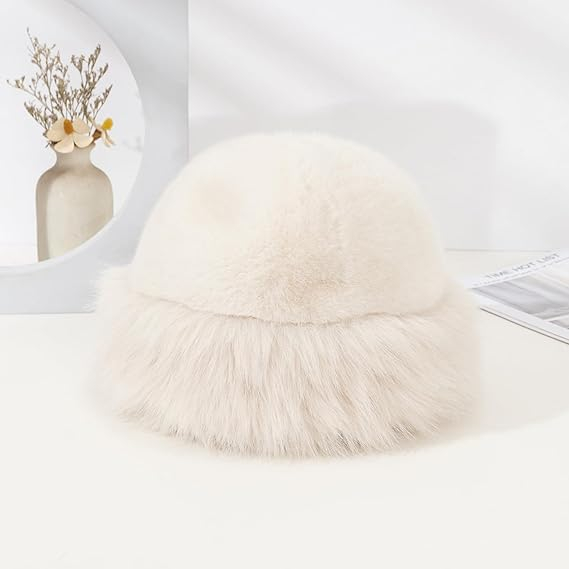 Caciula eleganta din blana SUPERB CHIC (ALB) - marime unica [4]