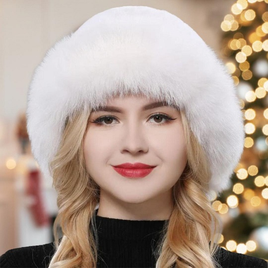 Caciula eleganta din blana SUPERB CHIC (ALB) - marime unica [5]