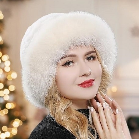 Caciula eleganta din blana SUPERB CHIC (CREM) - marime unica [6]