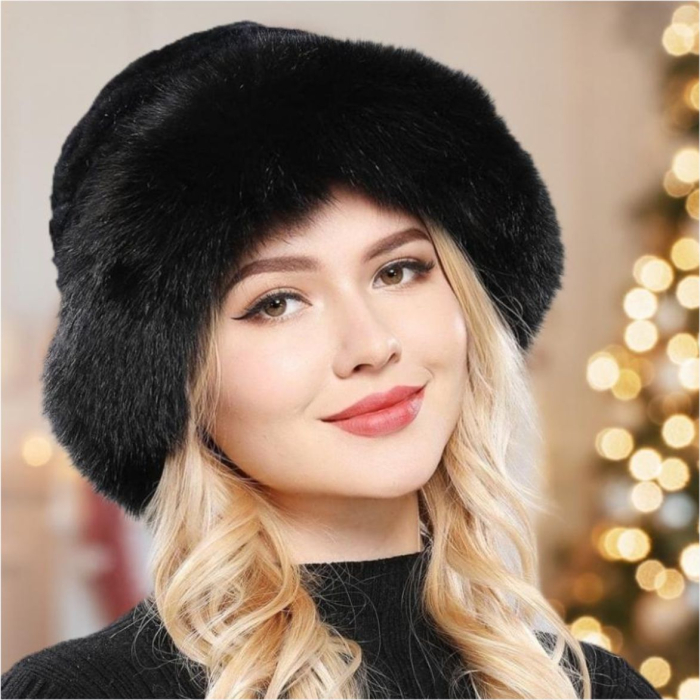 Caciula eleganta din blana SUPERB CHIC (NEAGRA) - marime universala [4]