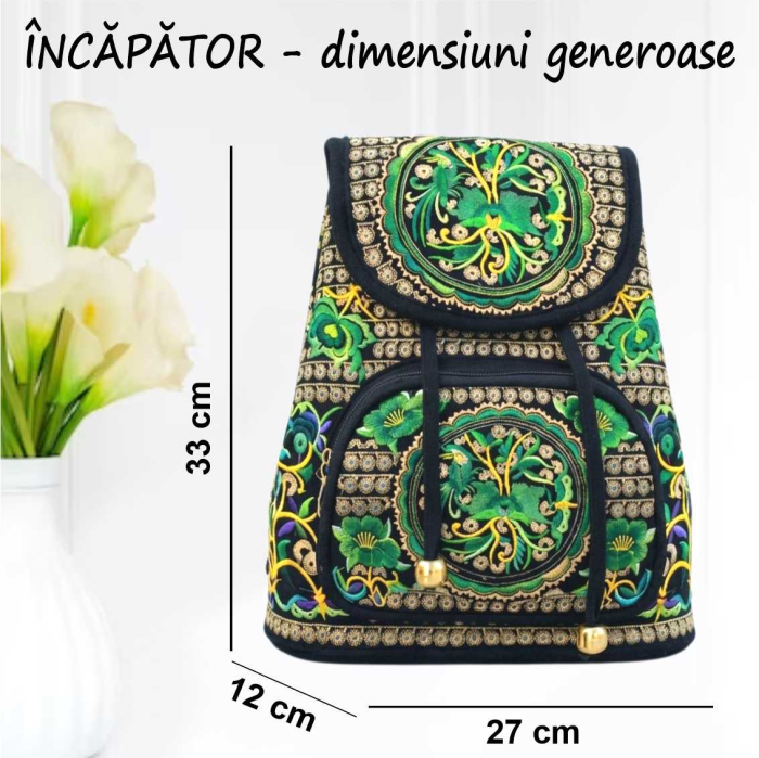 Ghiozdan tip rucsac Fantezia Lux - VERDE (33x27x12 cm) [4]