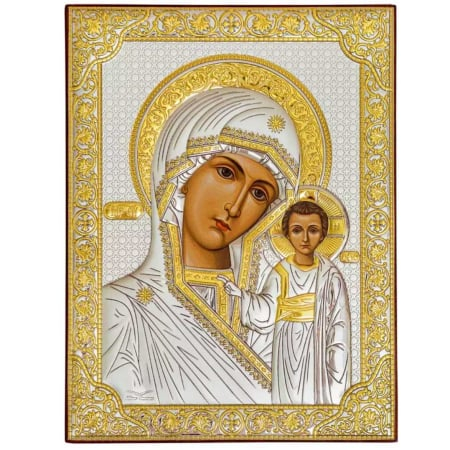 Icoana Maica Domnului cu Pruncul Iisus (detalii argintii si aurii) [2]