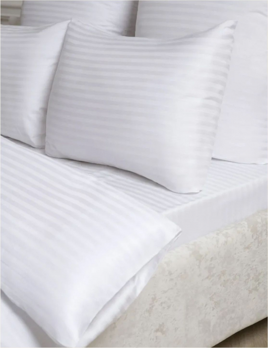 Lenjerie pat Damasc Lux tip hotel - 6 piese, pat dublu (ALBA) [5]