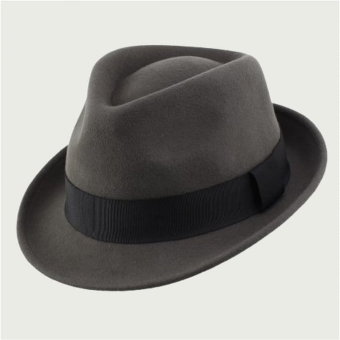 Palarie barbati cu boruri clasice din fetru lux Mister Fedora Lux (GRI) [4]