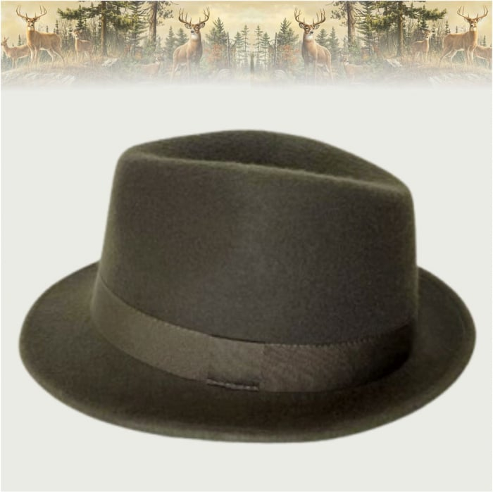 Palarie barbati cu boruri clasice din fetru lux Mister Fedora Lux (KAKI) [3]