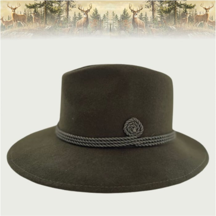 Palarie barbati din fetru lux cu boruri italiene si snur de matase SIR VERDI (KAKI) [3]