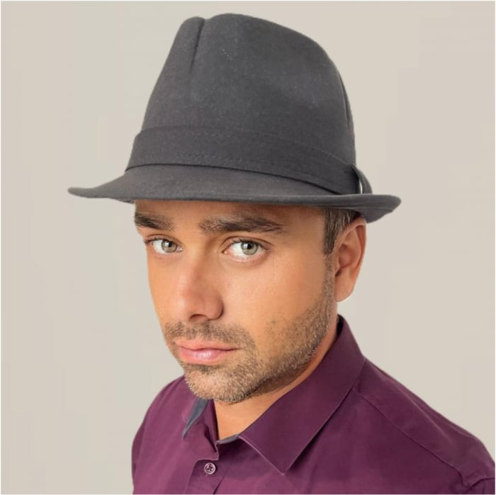 Palarie barbati din fetru lux cu crestaturi VERDY STYLE (GRI) [2]