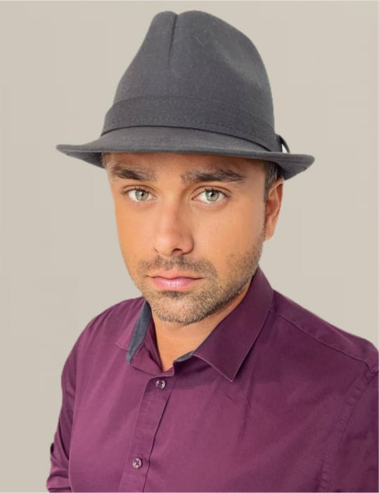 Palarie barbati din fetru lux cu crestaturi VERDY STYLE (GRI) [3]