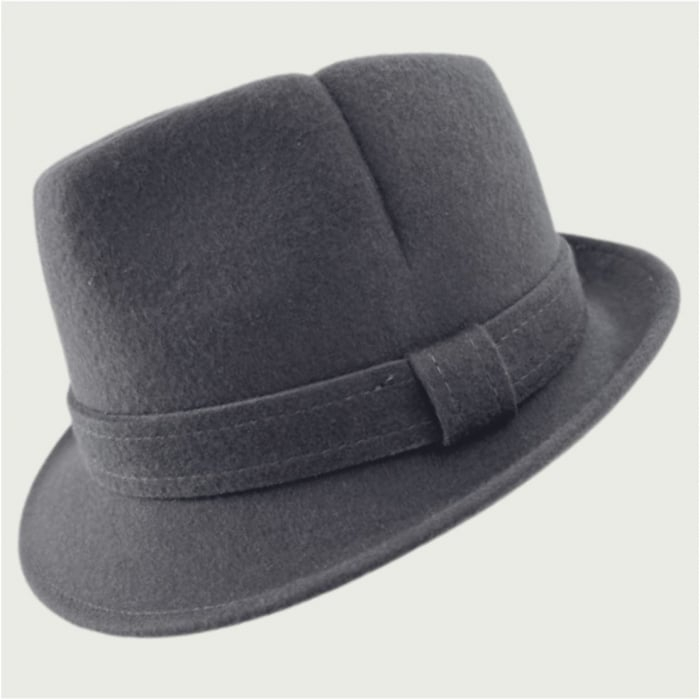 Palarie barbati din fetru lux cu crestaturi VERDY STYLE (GRI) [5]