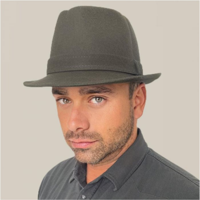 Palarie barbati din fetru lux cu crestaturi VERDY STYLE (KAKI) [2]