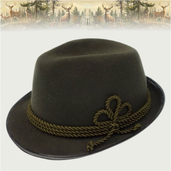 Palarie barbati din fetru lux cu snur si decor de matase VERDI LUX (KAKI) [2]