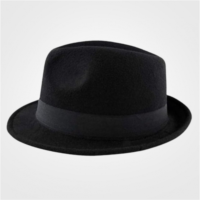 Palarie cu boruri clasice din fetru lux Mister Fedora Lux (NEGRU) [3]