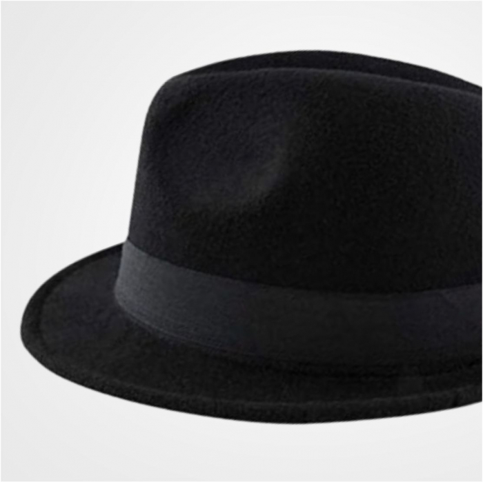 Palarie cu boruri clasice din fetru lux Mister Fedora Lux (NEGRU) [6]