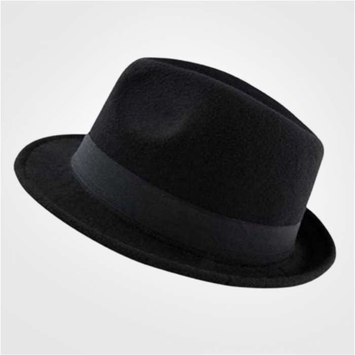 Palarie cu boruri clasice din fetru lux Mister Fedora Lux (NEGRU) [5]