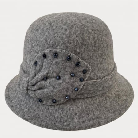 Palarie dama cu boruri delicate MISS COCHETTE (GRI perlat) - marime unica, reglabila [4]