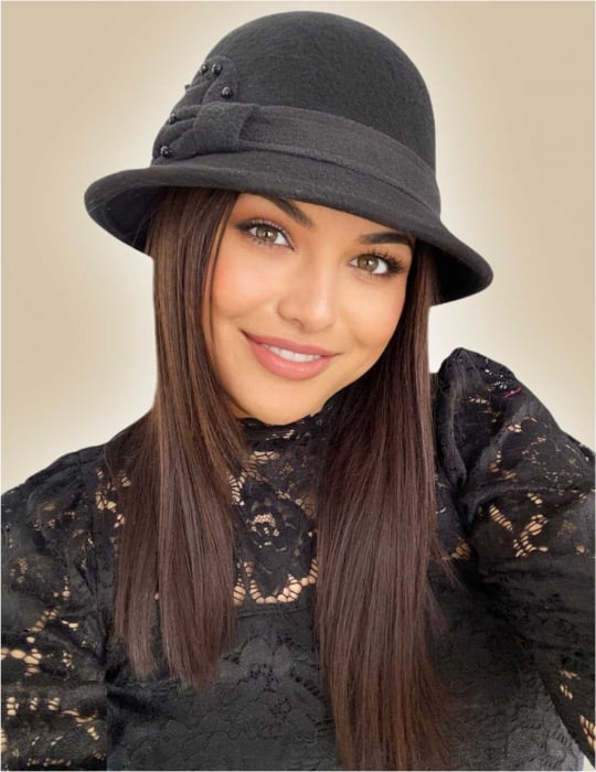 Palarie dama cu boruri delicate MISS COCHETTE (NEGRU) - marime unica, reglabila [2]