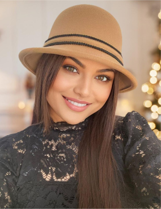 Palarie dama cu boruri delicate si funda luxurianta MISS ALISS (MARO cappuccino) - marime unica, reglabila [1]