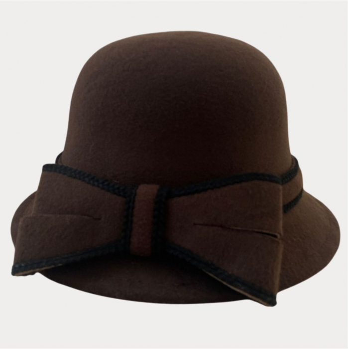 Palarie dama cu boruri delicate si funda luxurianta MISS ALISS (MARO mahon) - marime unica, reglabila [5]