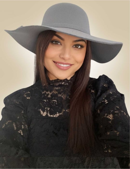 Palarie dama cu boruri mari MISS ROMA (GRI deschis) - marime unica, reglabila [1]