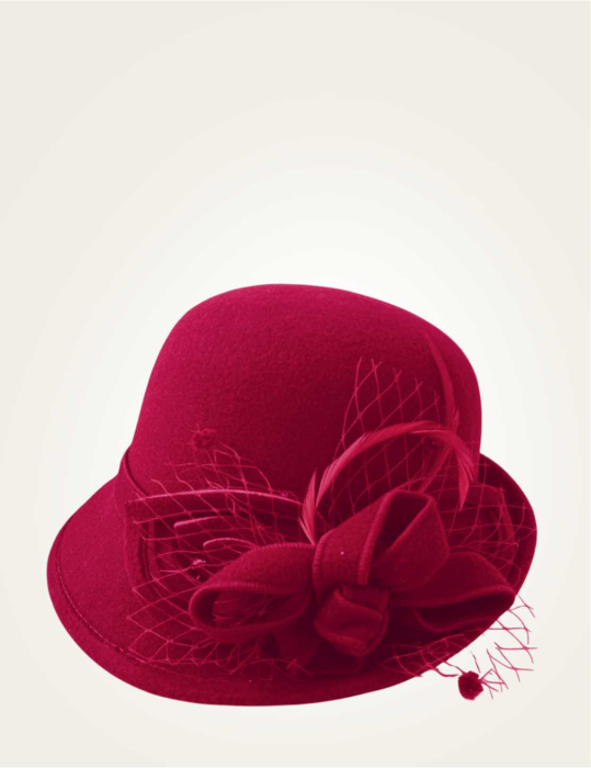 Palarie dama cu boruri mici si decor luxuriant MISS ELEGANCE (GRENA trandafiriu) - marime unica, reglabila [5]