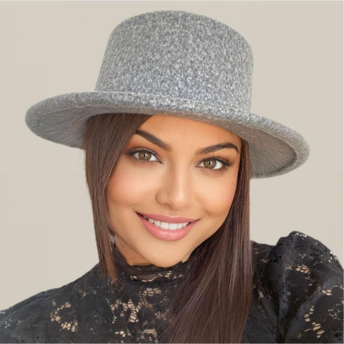 Palarie dama cu boruri rotunde MISS CASTILLIA (GRI perlat) - marime unica, reglabila [5]