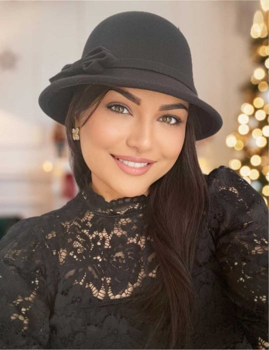 Palarie dama cu boruri rotunde MONALISA (NEGRU) - marime unica, reglabila [1]