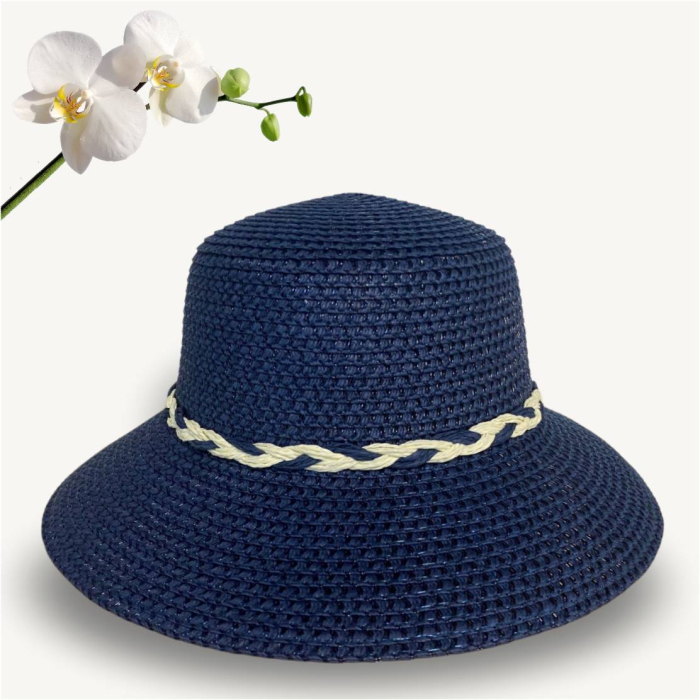 Palarie dama de lux cu boruri rotunde medii SIDONIA LUX (BLEUMARIN) - marime unica, reglabila [3]