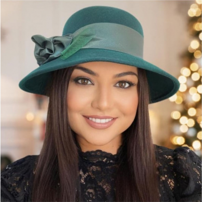 Palarie dama din fetru lux VENETIA LUX (VERDE) - marime unica, reglabila [5]