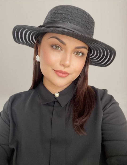 Palarie dama organza SOFIA CHIC negru, reglabila [3]
