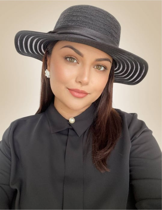 Palarie dama organza SOFIA CHIC negru, reglabila [2]